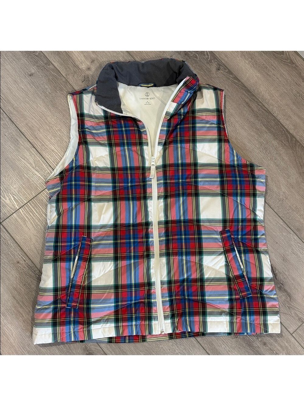Lands' End Multicolor Plaid Vest - Picture 4 of 6